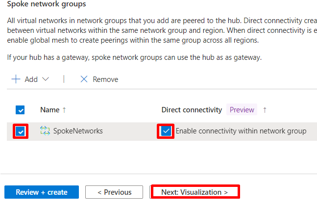Spoke network groups